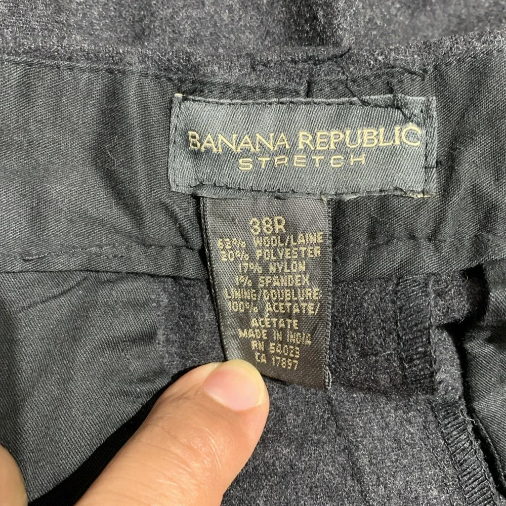 VGT Banana Republic Stretch Pants Mens 38Rx29 Black 62% Wool/Laine‎ Dress